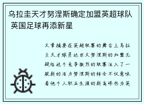 乌拉圭天才努涅斯确定加盟英超球队 英国足球再添新星